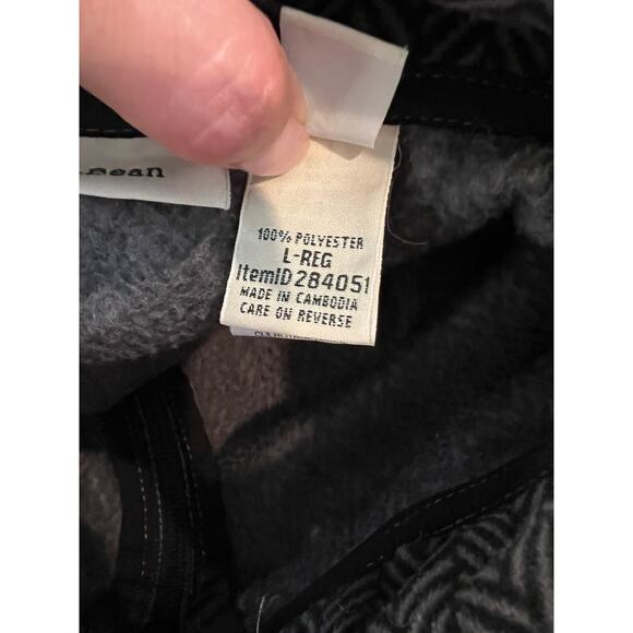 LL Bean Fleece Cape Gray Herringbone Print L - Picture 7 of 7